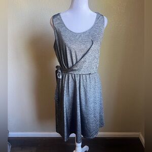 Casual Gray Sleeveless Tie-Waist Dress